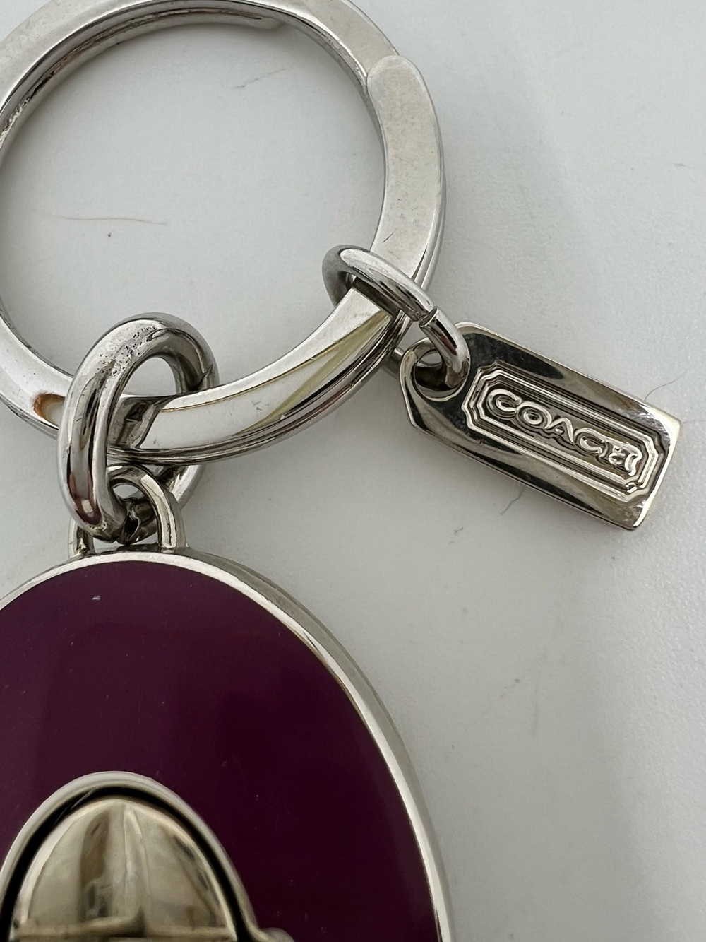 Coach Y2K Oval Purple Turnlock fob double valet keychain bag charm - like New - Picture 5 of 14
